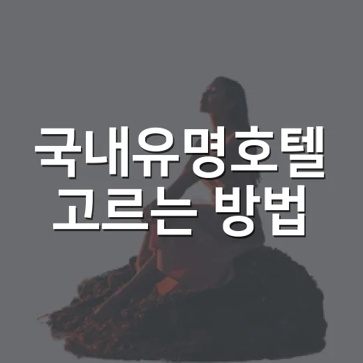 국내유명호텔 고르는 방법, 이름값보다 만족도 높이는 기준 - 요약