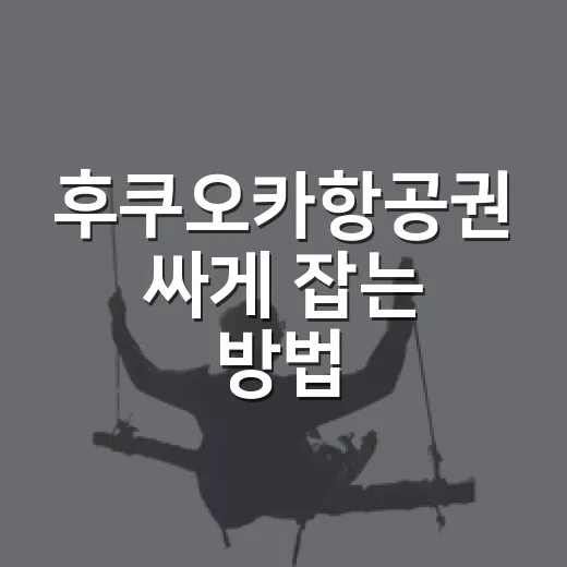후쿠오카항공권 싸게 잡는 방법, 초보자도 헷갈리지 않게 이렇게 고르면 됩니다 - 요약