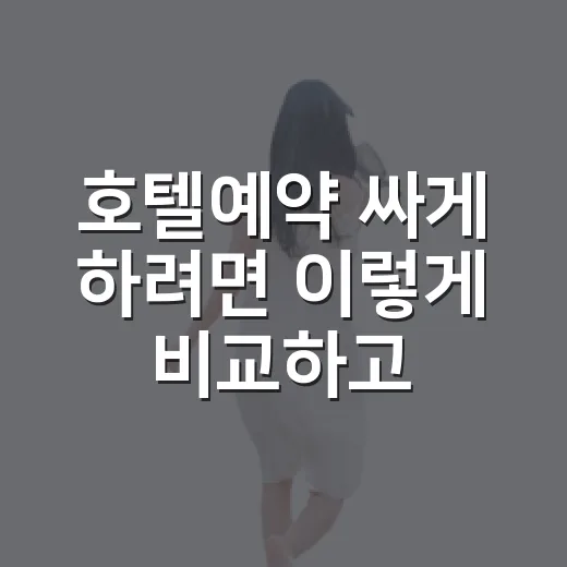 호텔예약 싸게 하려면 이렇게 비교하고 고르세요 - 요약