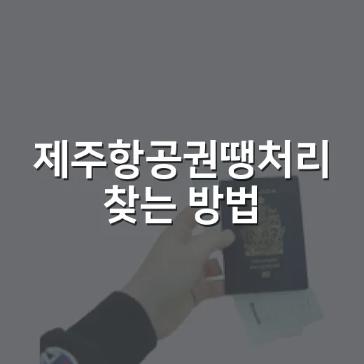 제주항공권땡처리 찾는 방법, 초보자도 놓치지 않게 보는 순서 - 요약