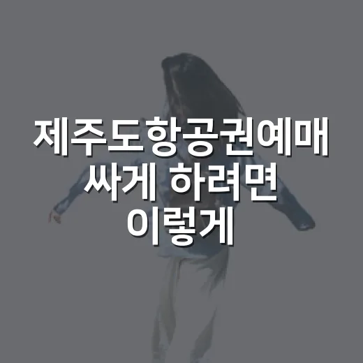 제주도항공권예매 싸게 하려면 이렇게 고르면 됩니다 - 요약