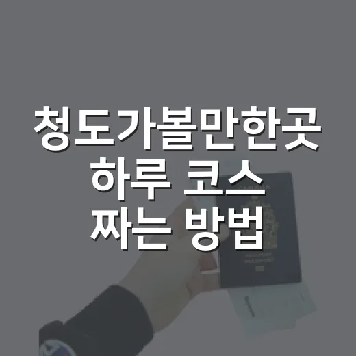 청도가볼만한곳 하루 코스 짜는 방법, 처음 가도 알차게 도는 동선 - 요약