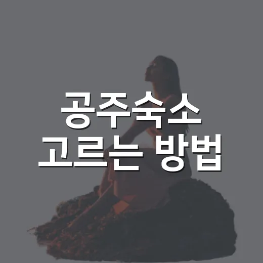 공주숙소 고르는 방법, 여행 동선별로 이렇게 잡으면 편해요 - 요약