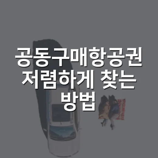 공동구매항공권 저렴하게 찾는 방법, 처음이라면 이렇게 고르면 됩니다 - 요약