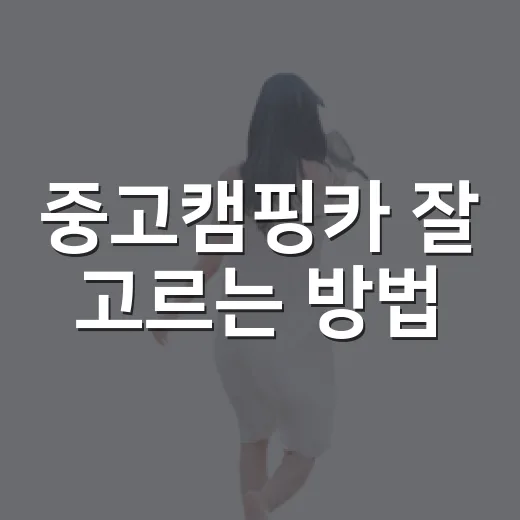 중고캠핑카 잘 고르는 방법, 초보자가 놓치기 쉬운 체크포인트 - 요약