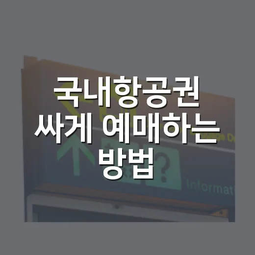국내항공권 싸게 예매하는 방법, 초보자는 이렇게 잡으면 편해요 - 요약