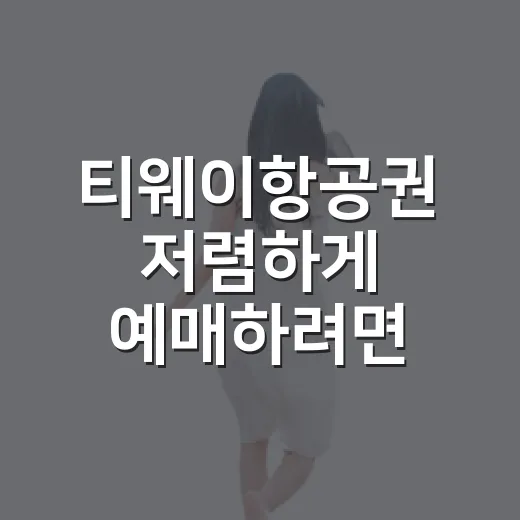 티웨이항공권 저렴하게 예매하려면 이렇게 확인하세요 - 요약