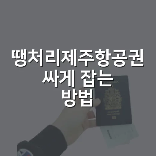 땡처리제주항공권 싸게 잡는 방법, 초보자도 놓치지 않게 보는 순서 - 요약