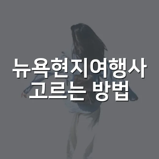 뉴욕현지여행사 고르는 방법, 초보 여행자가 덜 헤매는 체크 포인트 - 요약