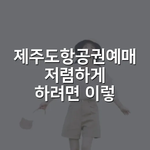 제주도항공권예매 저렴하게 하려면 이렇게 준비하는 방법 - 요약