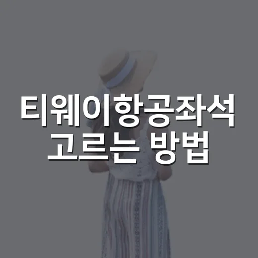 티웨이항공좌석 고르는 방법, 추가요금 아끼려면 이렇게 - 요약