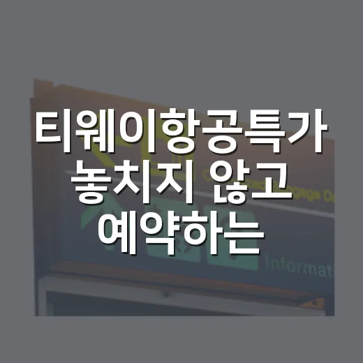 티웨이항공특가 놓치지 않고 예약하는 방법 - 요약
