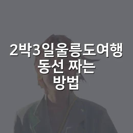 2박3일울릉도여행 동선 짜는 방법 - 요약