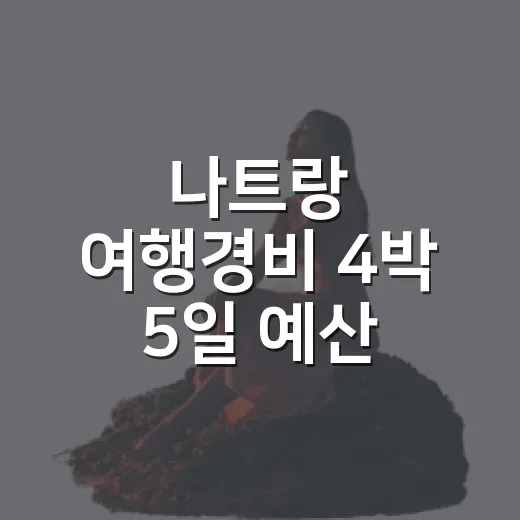 나트랑 여행경비 4박 5일 예산 짜는 방법 - 요약