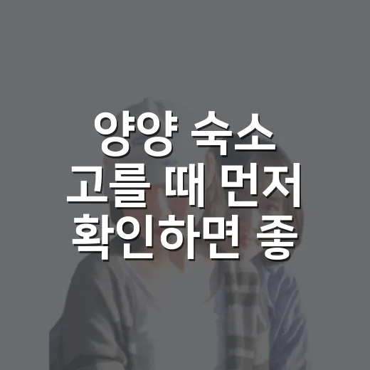 양양 숙소 고를 때 먼저 확인하면 좋은 것들 - 요약