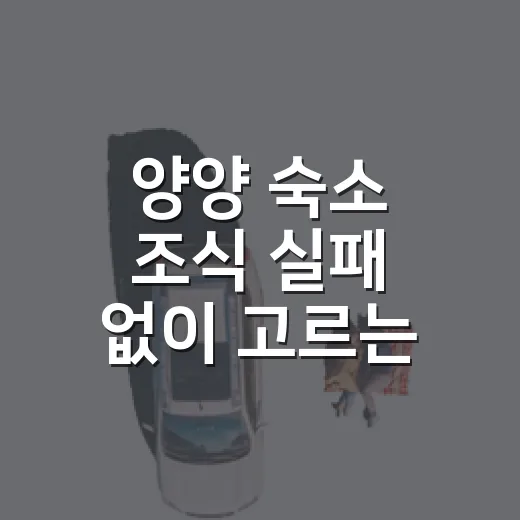 양양 숙소 조식 실패 없이 고르는 방법 - 요약