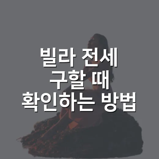 빌라 전세 구할 때 확인하는 방법 - 요약