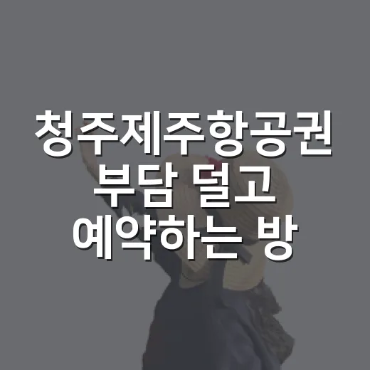 청주제주항공권 부담 덜고 예약하는 방법 - 요약