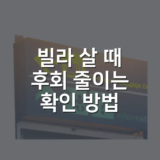 빌라 살 때 후회 줄이는 확인 방법 - 요약