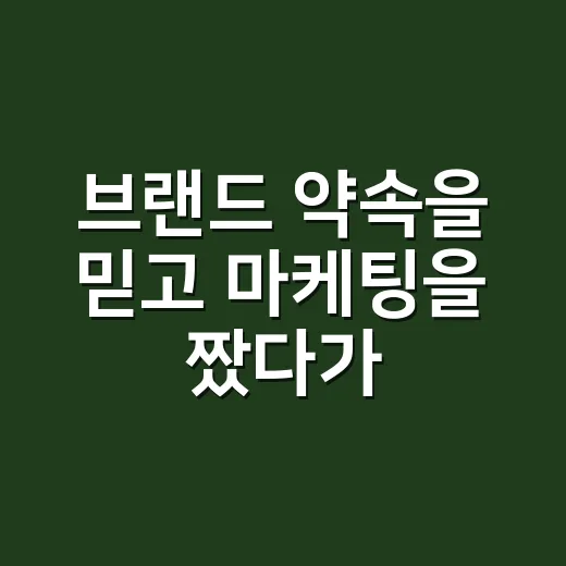 브랜드 약속을 믿고 마케팅을 짰다가 배운 진짜 이야기 - 요약