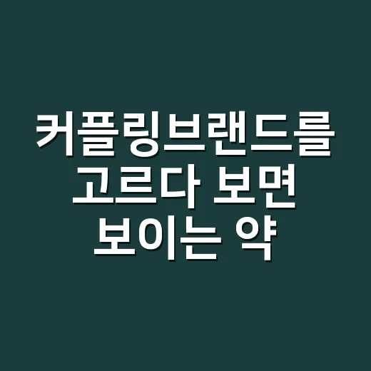 커플링브랜드를 고르다 보면 보이는 약속의 진짜 이야기 - 요약