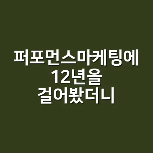 퍼포먼스마케팅에 12년을 걸어봤더니, 브랜드가 남긴 것과 잃은 것 - 요약