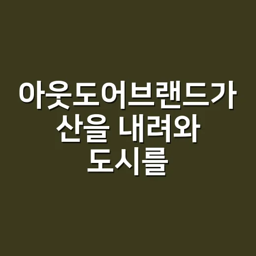 아웃도어브랜드가 산을 내려와 도시를 점령한 진짜 이야기 - 요약