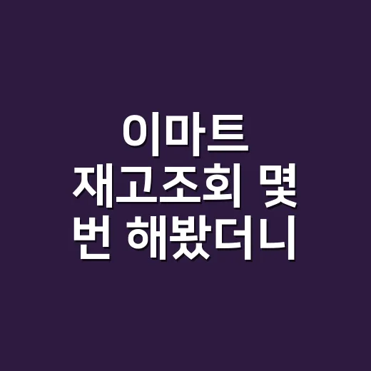 이마트 재고조회 몇 번 해봤더니 보인 오프라인 유통의 진짜 약속 - 요약