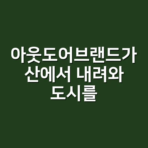 아웃도어브랜드가 산에서 내려와 도시를 점령한 진짜 이야기 - 요약