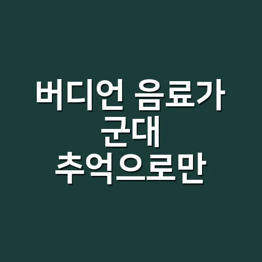 버디언 음료가 군대 추억으로만 남은 진짜 이야기 - 요약