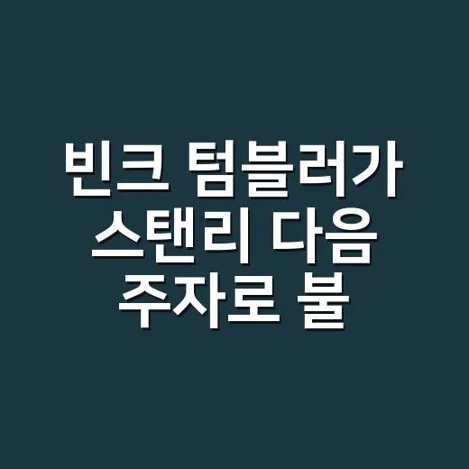 빈크 텀블러가 스탠리 다음 주자로 불린 진짜 이야기