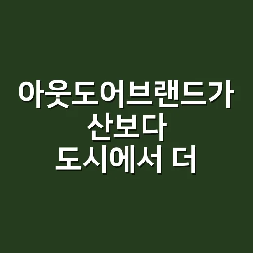 아웃도어브랜드가 산보다 도시에서 더 잘 팔리기 시작한 진짜 이야기 - 요약