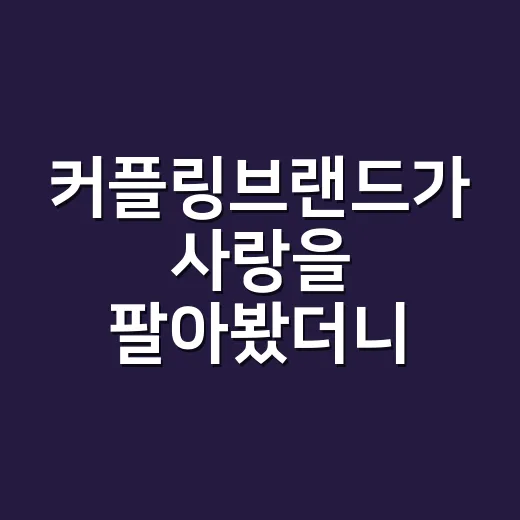 커플링브랜드가 사랑을 팔아봤더니 남은 진짜 이야기 - 요약