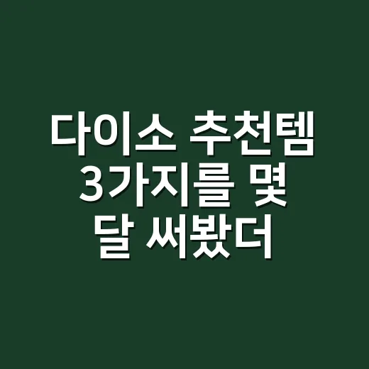 다이소 추천템 3가지를 몇 달 써봤더니, 결국 남는 건 이런 물건이었다 - 요약
