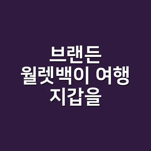 브랜든 월렛백이 여행 지갑을 가방으로 바꿔버린 이야기 - 요약