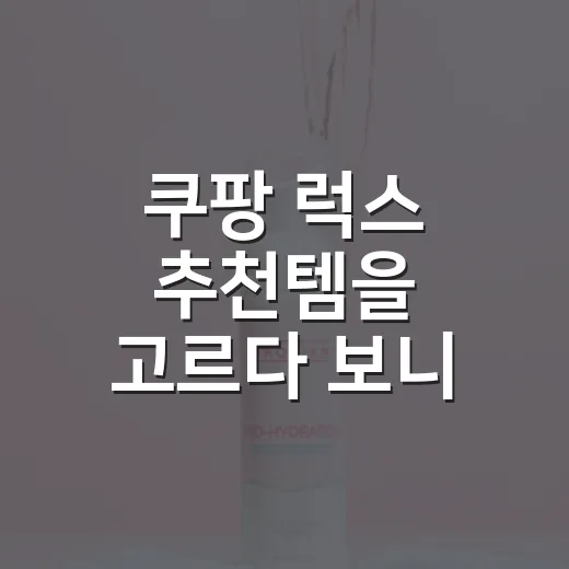쿠팡 럭스 추천템을 고르다 보니 보인 알럭스의 진짜 약속 - 요약