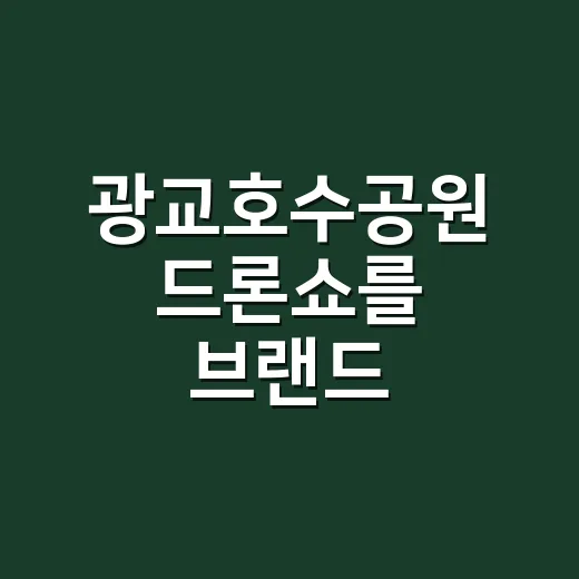 광교호수공원 드론쇼를 브랜드 약속으로 읽어봤더니 - 요약