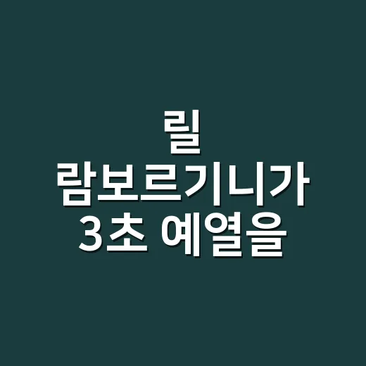 릴 람보르기니가 3초 예열을 들고 나온 진짜 이야기 - 요약