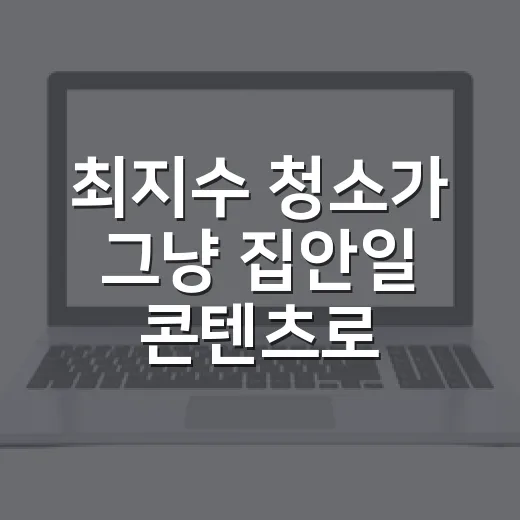 최지수 청소가 그냥 집안일 콘텐츠로 끝나지 않은 진짜 이유 - 요약