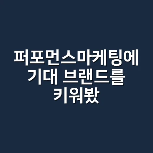 퍼포먼스마케팅에 기대 브랜드를 키워봤더니 벌어진 일 - 요약
