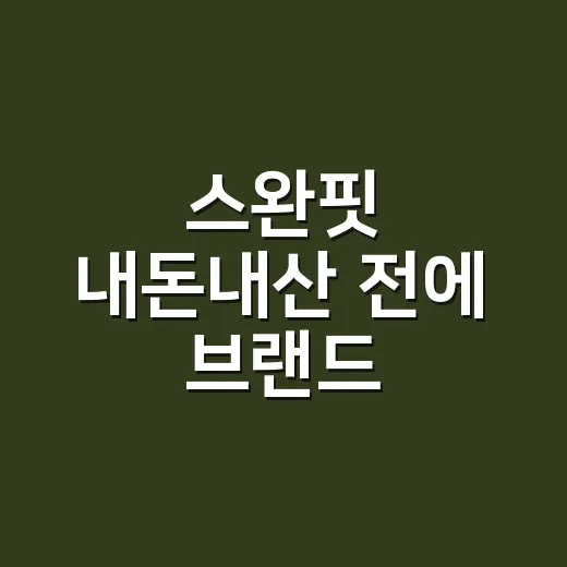 스완핏 내돈내산 전에 브랜드 약속부터 따져본 이야기 - 요약