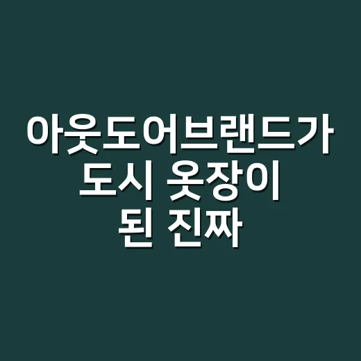 아웃도어브랜드가 도시 옷장이 된 진짜 이야기 - 요약