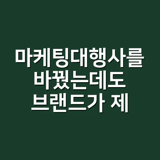 마케팅대행사를 바꿨는데도 브랜드가 제자리였던 이유 - 요약