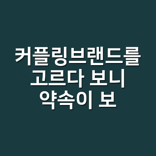 커플링브랜드를 고르다 보니 약속이 보였다 - 요약
