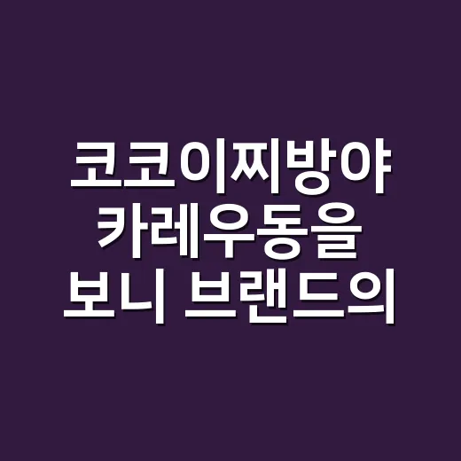 코코이찌방야 카레우동을 보니 브랜드의 약속이 보였다 - 요약