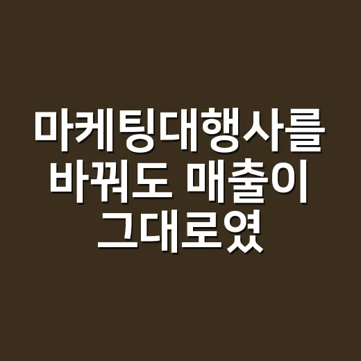 마케팅대행사를 바꿔도 매출이 그대로였던 이유 - 요약