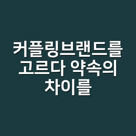 커플링브랜드를 고르다 약속의 차이를 봤다 - 요약