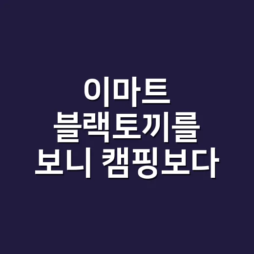 이마트 블랙토끼를 보니 캠핑보다 저녁이 먼저 보였다 - 요약