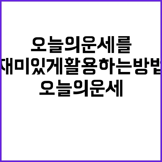 오늘의 운세를 재미있게 활용하는 방법 - 요약