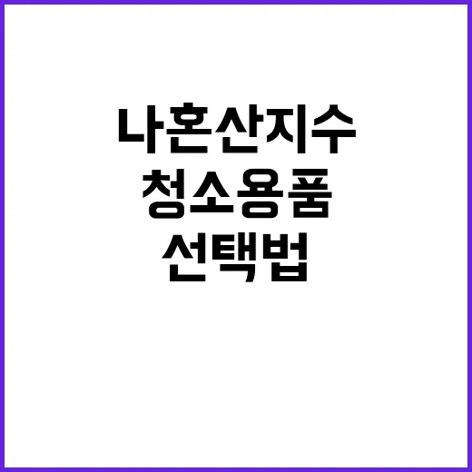 나혼산 지수로 알아보는 청소용품 선택법 - 요약